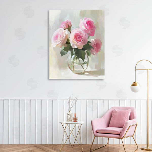Stupell Industries Petal Prints Design | Glass Vase Pink Roses Wall Art