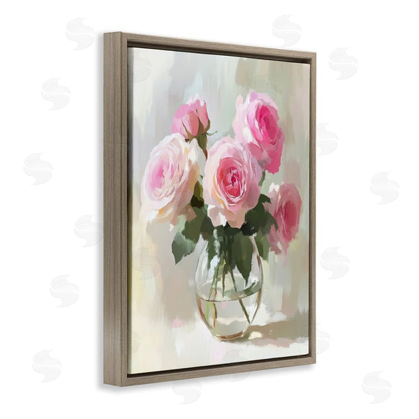 Stupell Industries Petal Prints Design | Glass Vase Pink Roses Wall Art