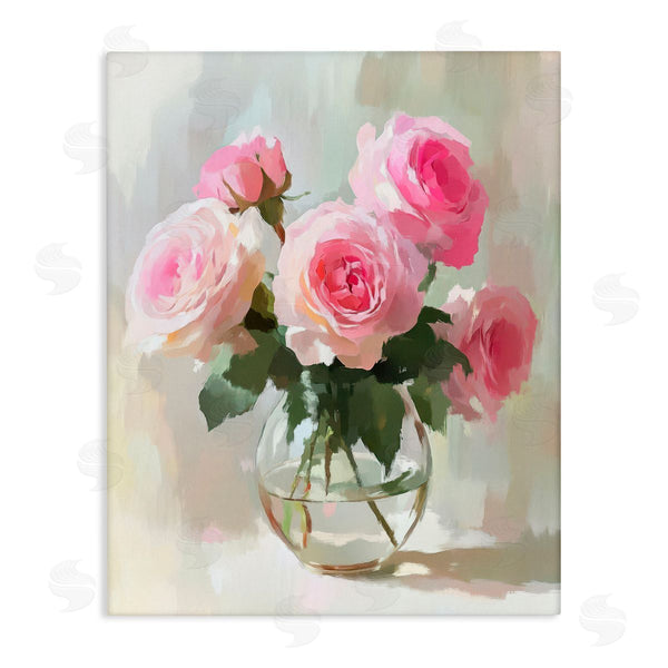 stupell industries Petal Prints Design | Glass Vase Pink Roses Wall Art