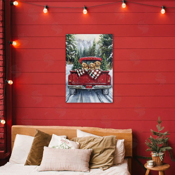 Stupell Industries Petal Prints Design | Golden Pups Christmas Truck Wall Art