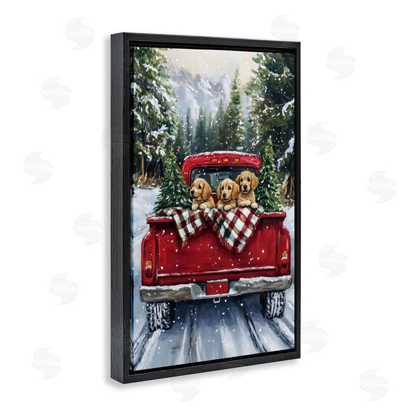 Stupell Industries Petal Prints Design | Golden Pups Christmas Truck Wall Art