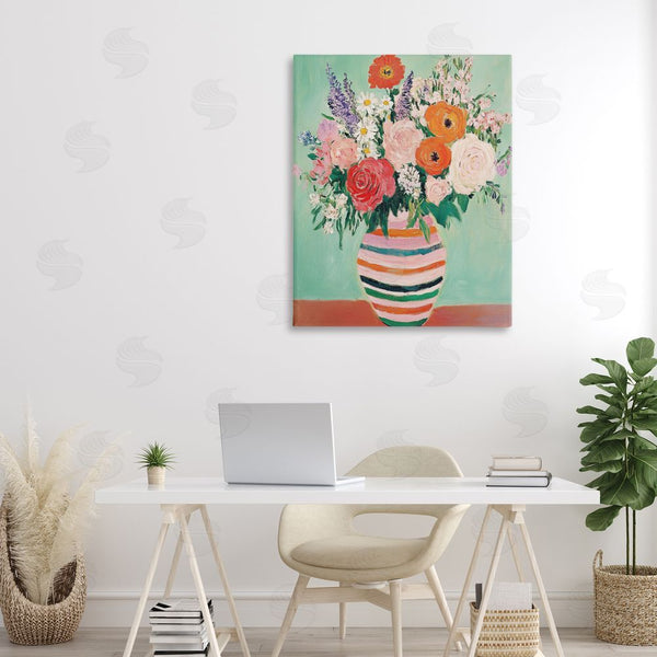 Stupell Industries Petal Prints Design | Green And Orange Floral Bouquet Wall Art