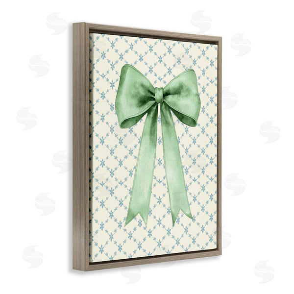 Stupell Industries Petal Prints Design | Green Bow On Rose Quilt Pattern Wall Art