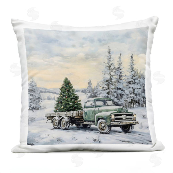 Stupell Industries Petal Prints Design | Green Christmas Tree Truck Printed Throw Pillow