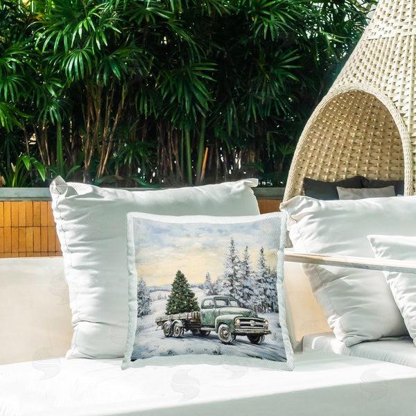 Stupell Industries Petal Prints Design | Green Christmas Tree Truck Printed Throw Pillow