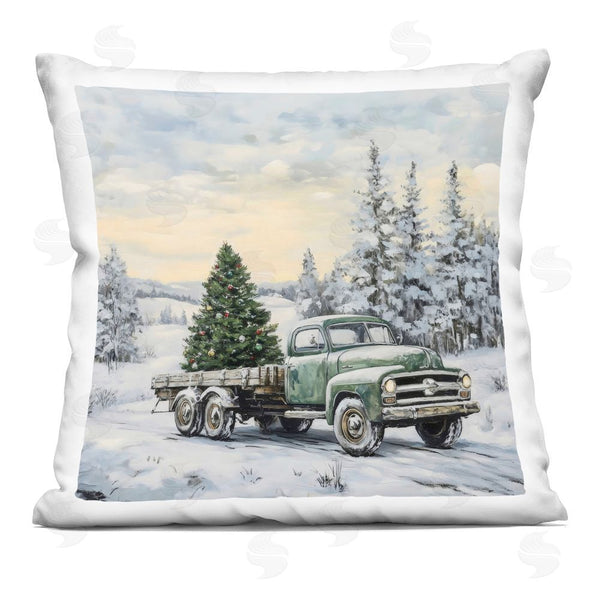 stupell industries Petal Prints Design | Green Christmas Tree Truck Printed Throw Pillow