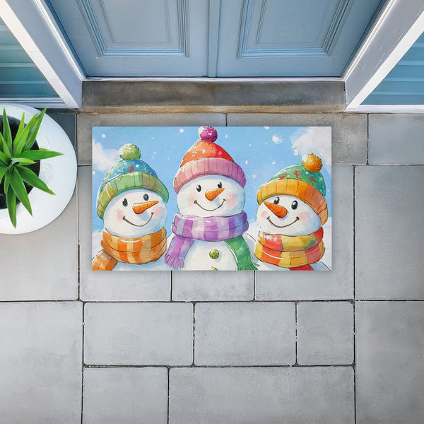 Stupell Industries Petal Prints Design | Happy Snowmen Trio Non-Woven Door Mat