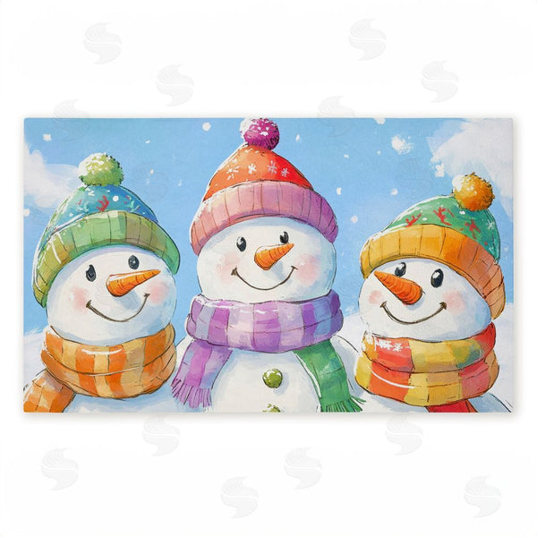 stupell industries Petal Prints Design | Happy Snowmen Trio Non-Woven Door Mat