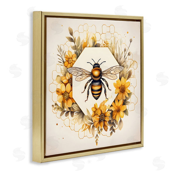 Stupell Industries Petal Prints Design | Hexagon Bee Wreath