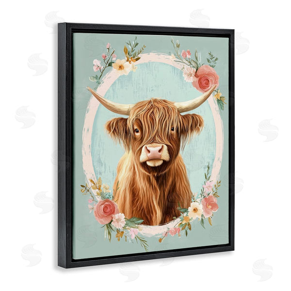 Stupell Industries Petal Prints Design | Highland Cow In Floral Border