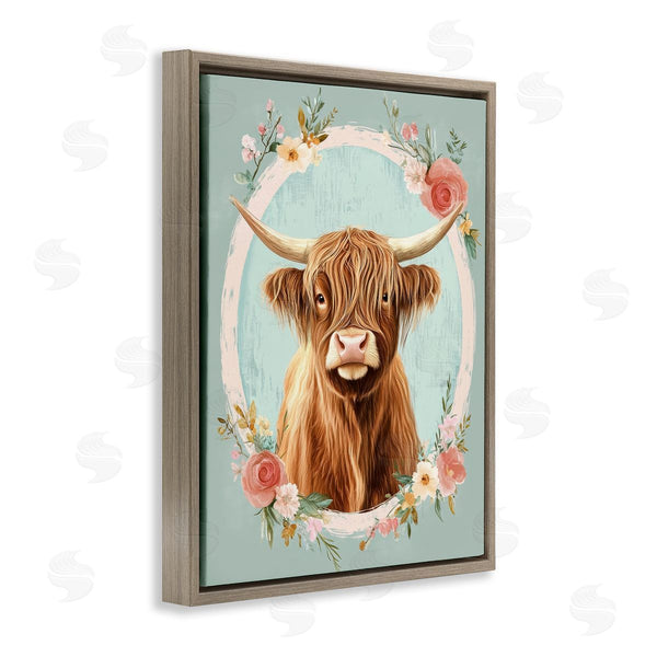 Stupell Industries Petal Prints Design | Highland Cow In Floral Border