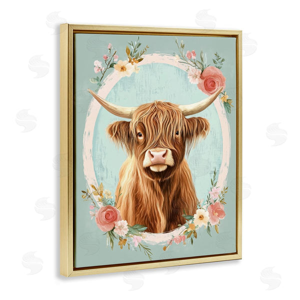 Stupell Industries Petal Prints Design | Highland Cow In Floral Border