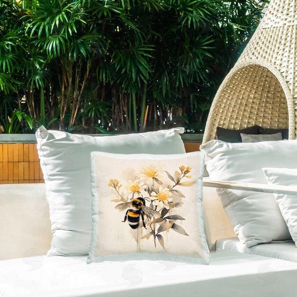 Stupell Industries Petal Prints Design | Honeybee With Daisies Printed Throw Pillow