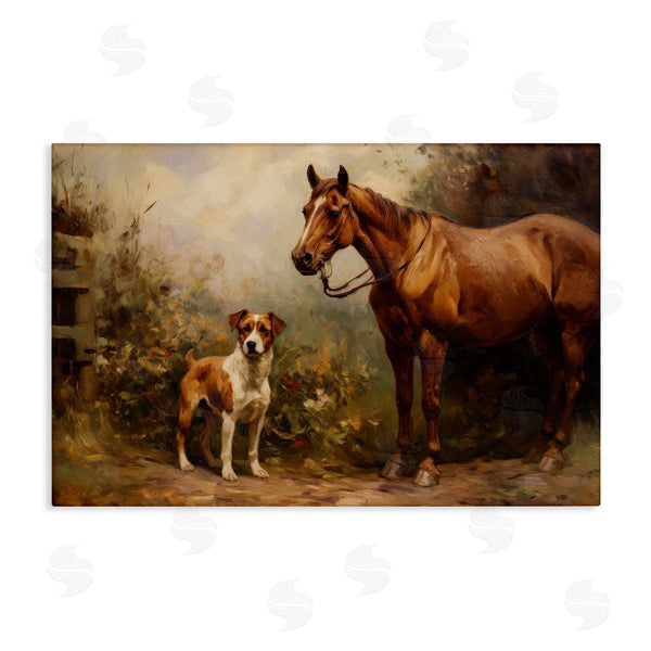stupell industries Petal Prints Design | Horse and Dog in Nature