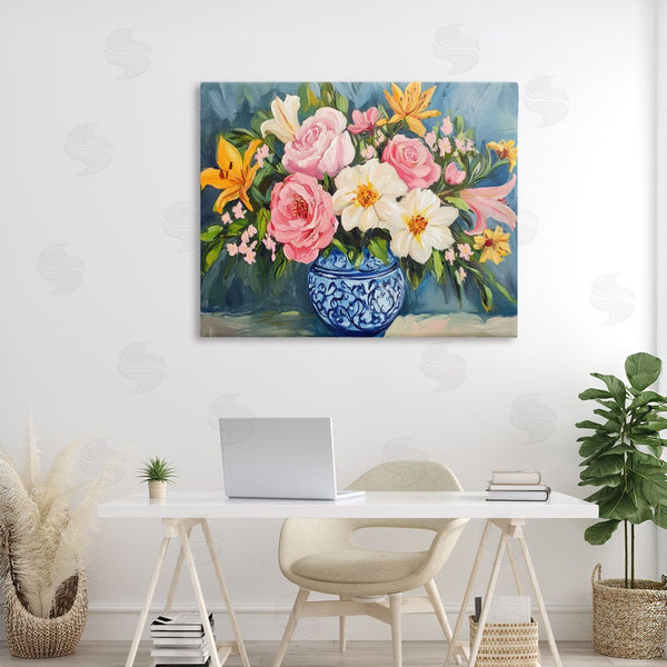 Stupell Industries Petal Prints Design | Indigo Chinoiserie Flower Vase Wall Art