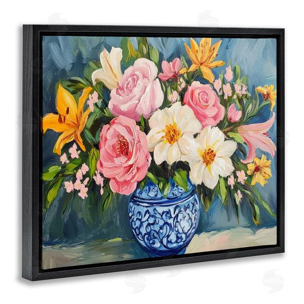 Stupell Industries Petal Prints Design | Indigo Chinoiserie Flower Vase Wall Art