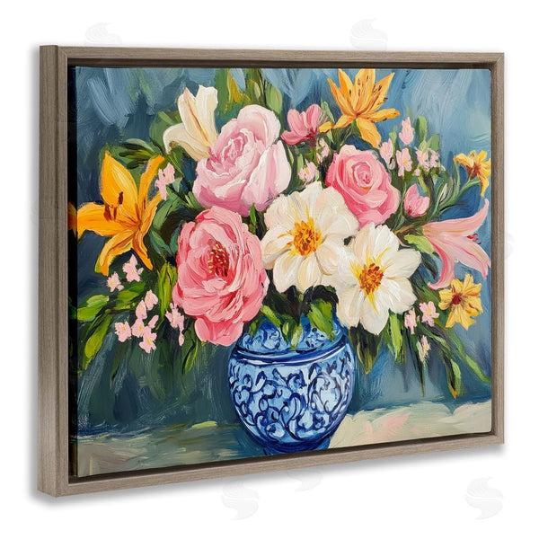 Stupell Industries Petal Prints Design | Indigo Chinoiserie Flower Vase Wall Art