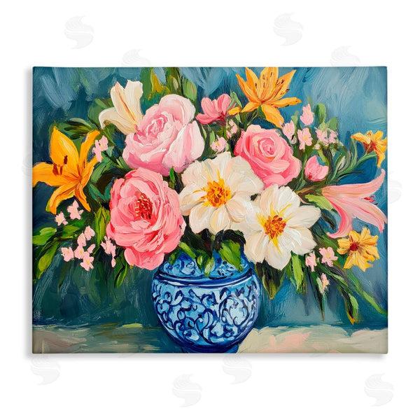 stupell industries Petal Prints Design | Indigo Chinoiserie Flower Vase Wall Art
