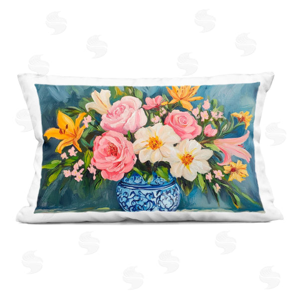 stupell industries Petal Prints Design | Indigo Chinoiserie Flower Vase Printed Throw Pillow