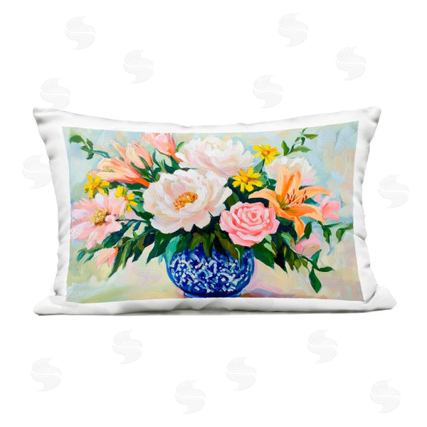 Stupell Industries Petal Prints Design | Indigo Chinoiserie With Assorted Flowers Printed Throw Pillow