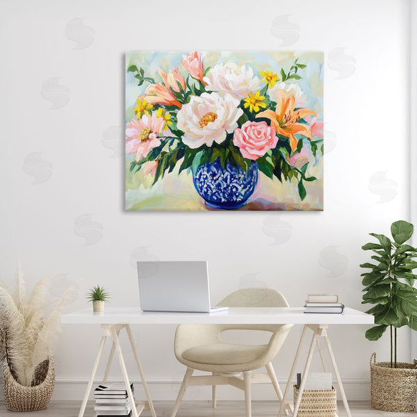 Stupell Industries Petal Prints Design | Indigo Chinoiserie With Assorted Flowers Wall Art