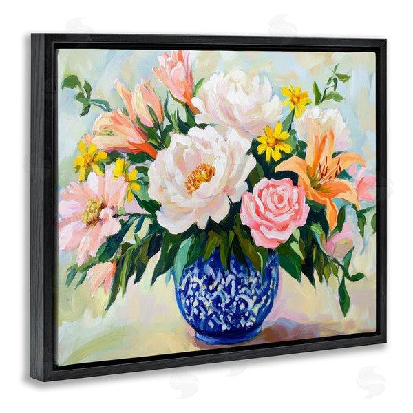 Stupell Industries Petal Prints Design | Indigo Chinoiserie With Assorted Flowers Wall Art