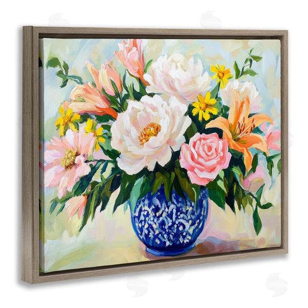 Stupell Industries Petal Prints Design | Indigo Chinoiserie With Assorted Flowers Wall Art