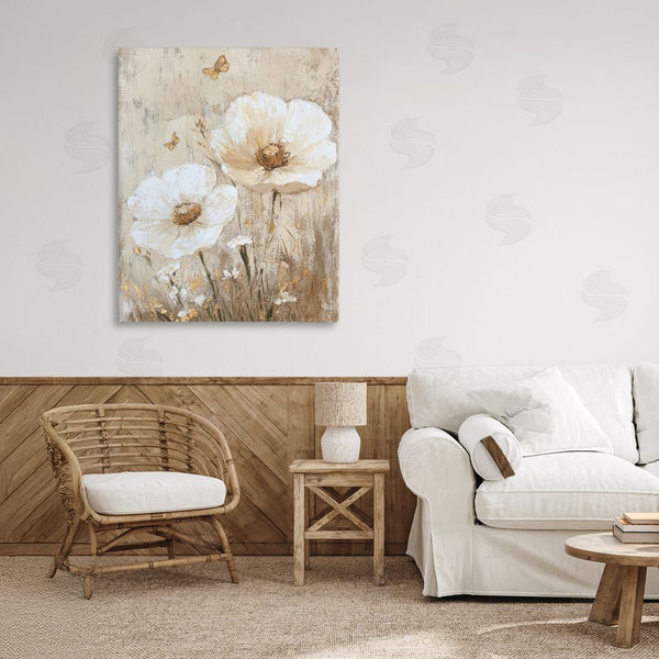 Stupell Industries Petal Prints Design | Ivory Florals And Butterfly Wall Art