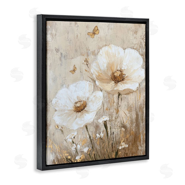 Stupell Industries Petal Prints Design | Ivory Florals And Butterfly Wall Art