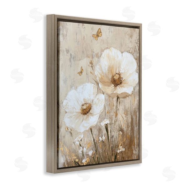 Stupell Industries Petal Prints Design | Ivory Florals And Butterfly Wall Art