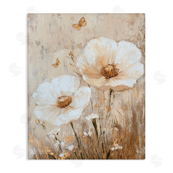 stupell industries Petal Prints Design | Ivory Florals and Butterfly Wall Art