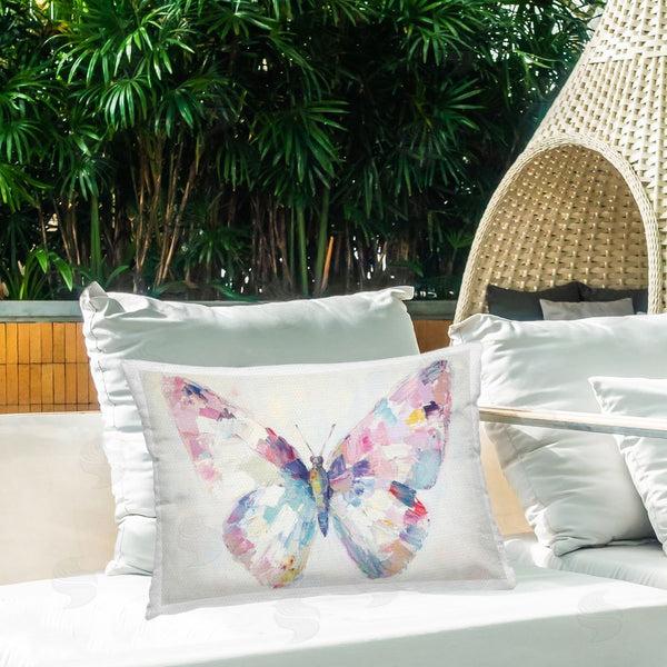 Stupell Industries Petal Prints Design | Jeweled Butterfly Over Off-White Printed Throw Pillow
