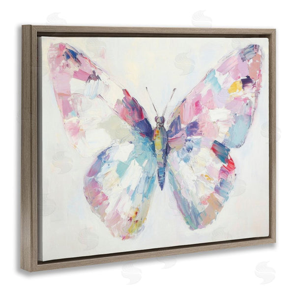 Stupell Industries Petal Prints Design | Jeweled Butterfly Over Off-White Wall Art