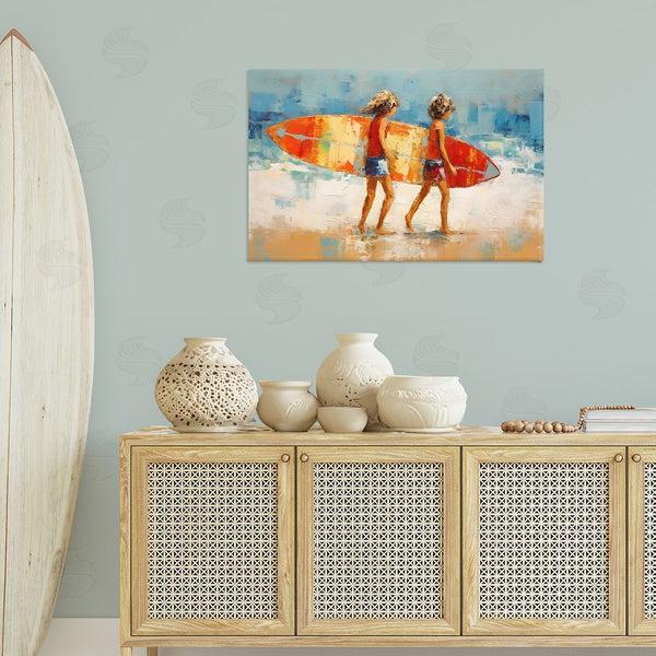 Stupell Industries Petal Prints Design | Kids Holding Surfboard Wall Art