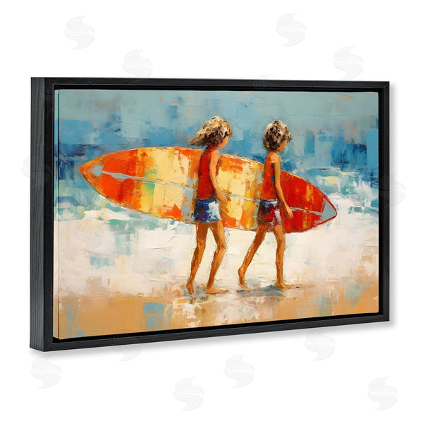 Stupell Industries Petal Prints Design | Kids Holding Surfboard Wall Art