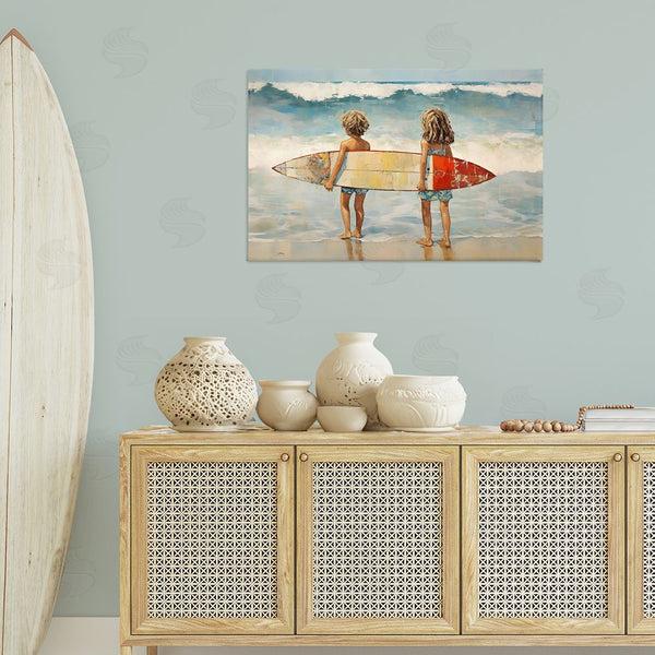 Stupell Industries Petal Prints Design | Kids With Surf Waves Wall Art