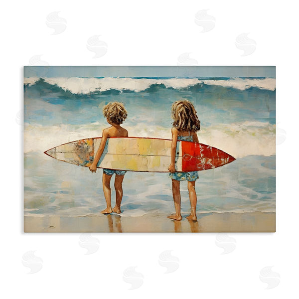 stupell industries Petal Prints Design | Kids with Surf Waves Wall Art