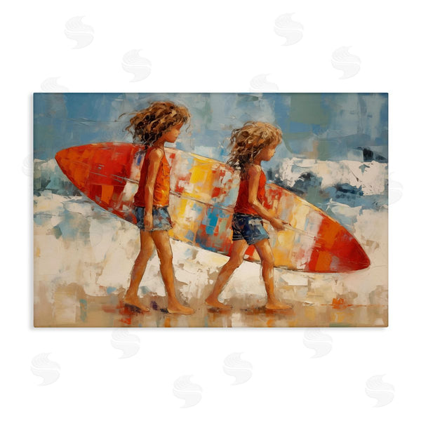 stupell industries Petal Prints Design | Kids with Surfboard