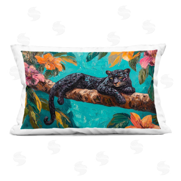 stupell industries Petal Prints Design | Lazy Day Black Leopard Printed Throw Pillow