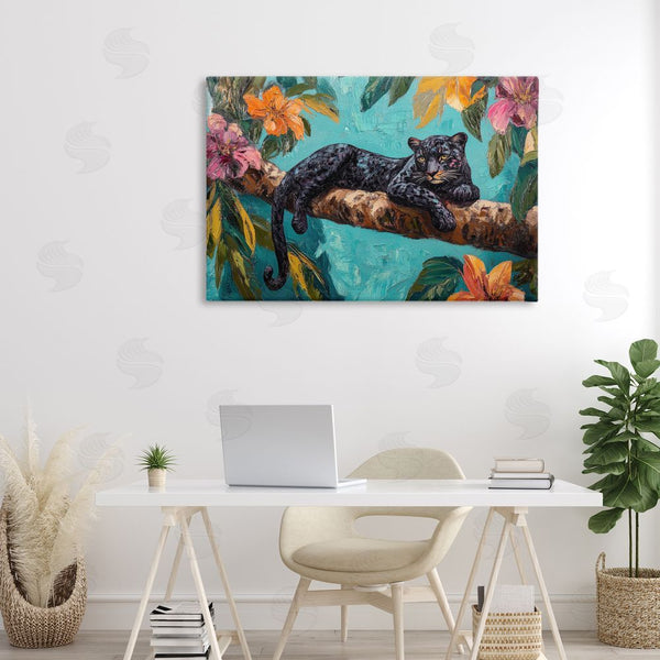Stupell Industries Petal Prints Design | Lazy Day Black Leopard Wall Art