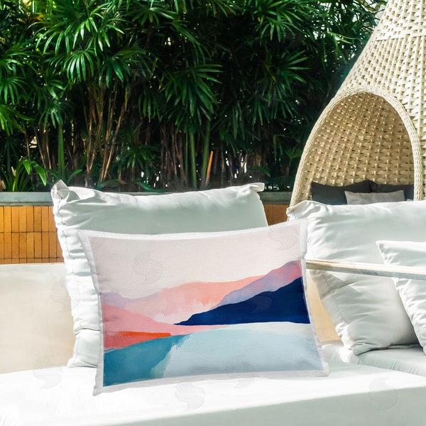 Stupell Industries Petal Prints Design | Minimalist Landscape Blue And Pink Printed Throw Pillow