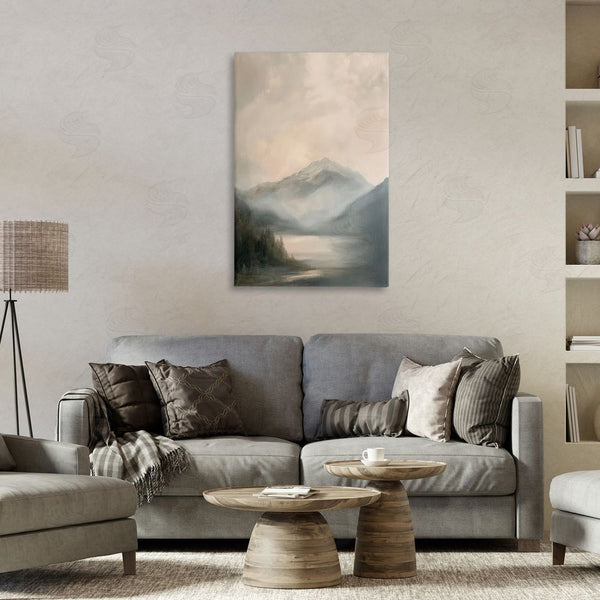 Stupell Industries Petal Prints Design | Misted Mountain Lake Scene Wall Art