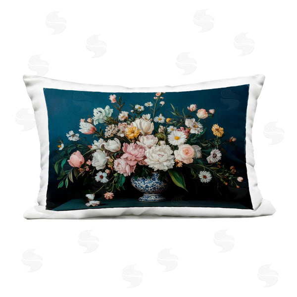 Stupell Industries Petal Prints Design | Moody Blue Floral Vase Printed Throw Pillow