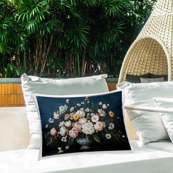 Stupell Industries Petal Prints Design | Moody Blue Floral Vase Printed Throw Pillow
