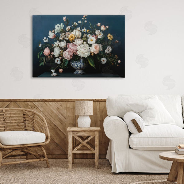 Stupell Industries Petal Prints Design | Moody Blue Floral Vase Wall Art