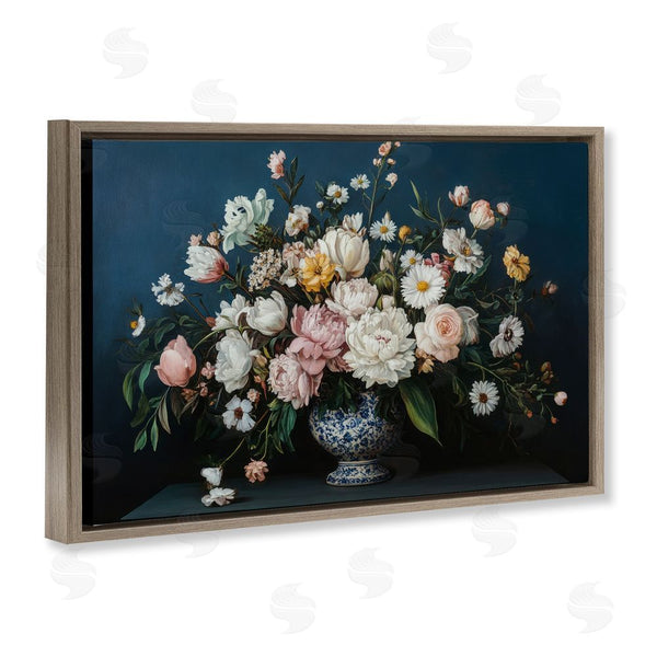 Stupell Industries Petal Prints Design | Moody Blue Floral Vase Wall Art