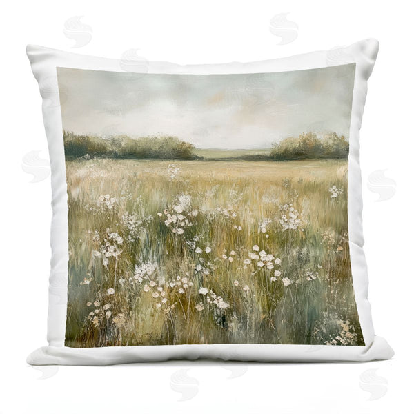 Stupell Industries Petal Prints Design | Neutral Field Of Flowers Printed Throw Pillow