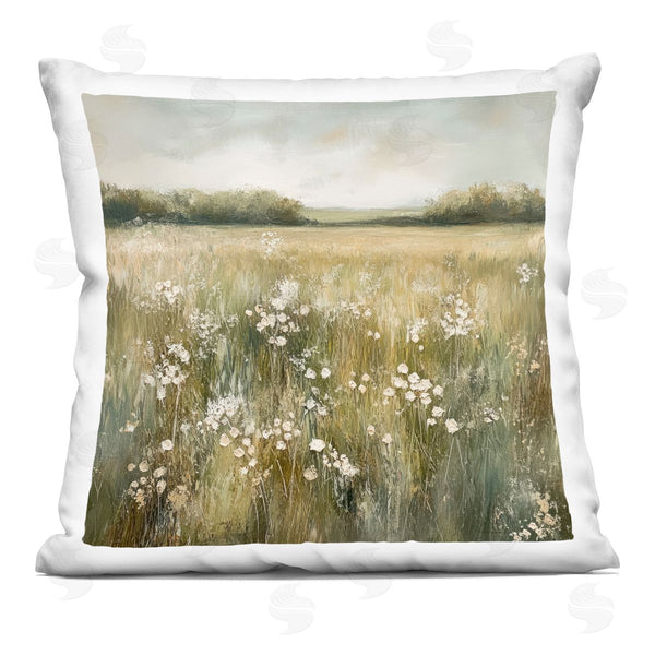 stupell industries Petal Prints Design | Neutral Field Of Flowers Printed Throw Pillow