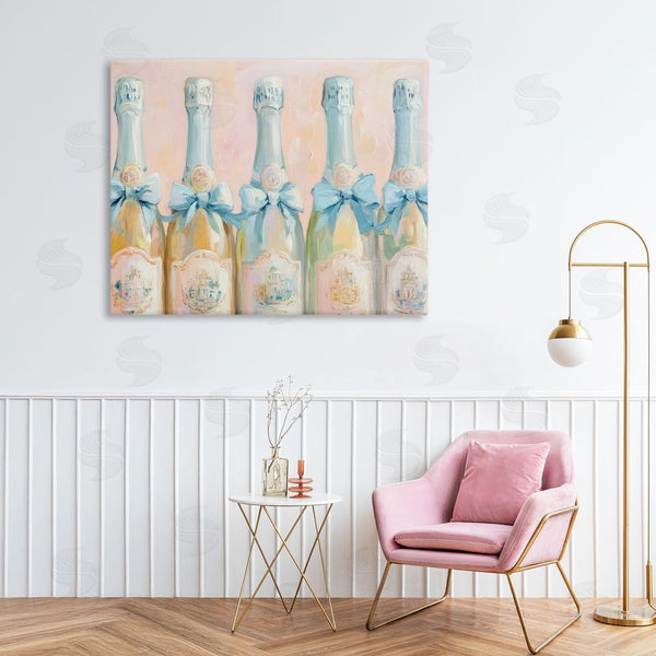 Stupell Industries Petal Prints Design | Pastel Blue Champagne Bottles Wall Art