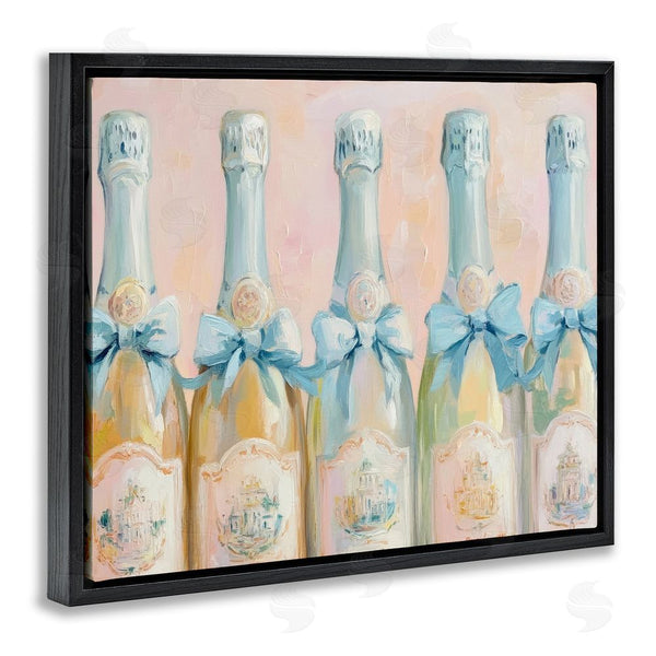 Stupell Industries Petal Prints Design | Pastel Blue Champagne Bottles Wall Art